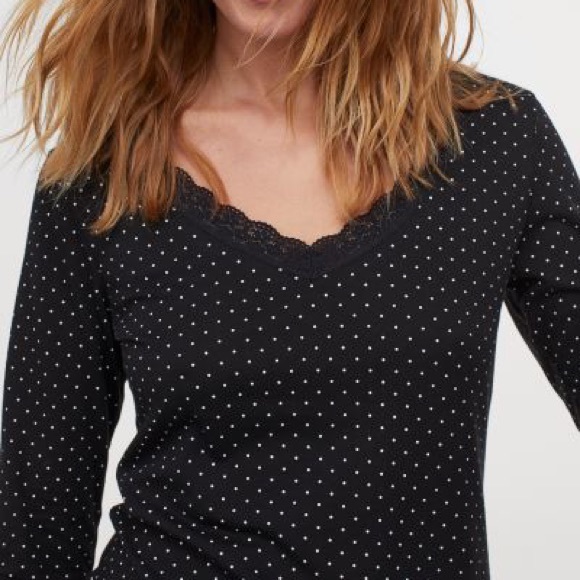 Black/ White Dotted Pajama Set - Picture 3 of 6